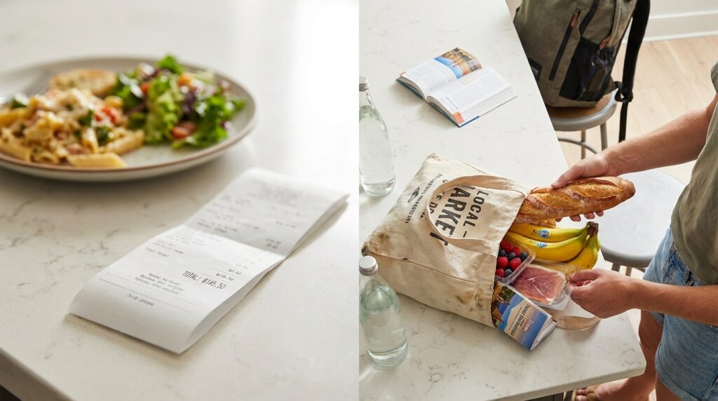 Buying Groceries Versus Eating Out in Host Cities on a Budget
