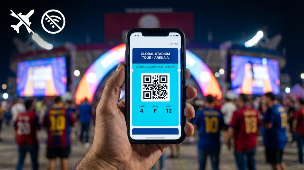 Transferring Digital Stadium Tickets to Friends Without Wi-Fi